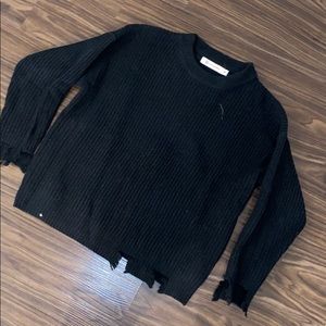 Black cropped distressed sweater. Size small!